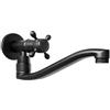 KOPYFANTAP Rubinetto a Parete Acqua Fredda Nero, Girevole a 360° Rubinetti da Esterno a Muro Giardino, Monocomando Rubinettos a Parete per Cucina Lavello Bagno Lavabo, G1/2 (21 cm)