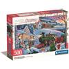 Clementoni Cubo Trenino Natale 500 Pezzi-Scatola Compatta-Puzzle Adulti 14-99 Anni Regalo Uomo/Donna, Made in Italy 35566, Multicolore