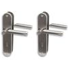 Alpertec Set di 2 accessori per porta in acciaio inox lucidato/laccato lucido satinato, per 2 porte, con fori di chiusura, maniglia e maniglia per porta