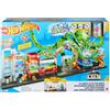 Barbie Hot Wheels- City Mega Autolavaggio Color Reveal con Macchinina Cambia Colore, Serbatoio Acqua e Piovra con Tentacoli, Giocattolo per Bambini 4-8 Anni, GTT96