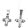 NKlaus Croce Crocifisso d'argento 925 Ciondolo Russo Ortodosso 4 Zirconi Blu4651 Battesimo