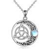 VONALA Collana con pietra di luna in argento Sterling con nodo celtico irlandese Triquetra Trinity Vintage Viking gioielli per donne e uomini, Argento sterling, Pietra di luna