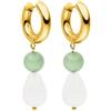 Purelei Orecchini a goccia di quarzo chiaro, orecchini da donna in acciaio inossidabile resistente, avventurina impermeabile e perle di quarzo, lunghezza 44,5 mm (Oro)