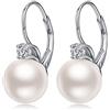 JiaYang orecchini di perle, orecchini a cerchio di perle orecchini di perle d'argento penzolano per le donne orecchini di perle in argento sterling 925 con orecchini di perle orecchini circolari