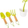 Zendea Set 3 Utensili da Giardino con Contenitore a Gancio Verde - Set Composto da 2 Cacciavite e Martello in Acciaio Inox con Contenitore con Comoda Maniglia di Trasporto - Set Ideale per Coltivare