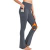 BAYGE Pantaloni Termici Bootcut Donna Invernali A Vita Alta Foderati in Pile Impermeabili Opaque Controllo della Pancia Slim Fit Leggings Pantaloni Sportivi a Zampa con Tasche, Grigio, M