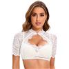 Adisno Dirndl Bluse, Camicia Dirndl Donna, Camicia Bavarese Donna,Dirndl Blouse,Bianco,38