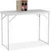 Relaxdays Tavolo da Campeggio Pieghevole, HLP: 74x120x60 cm, in Plastica, Regolabile in Altezza, 6 Persone, Bianco