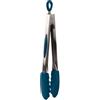 MASTRAD - Pinza da cucina - Multiuso - Maniglia con piedini antiscivolo - Manico in acciaio inossidabile - Punte in silicone - Non graffia le pentole - Gancio per appendere - Blu