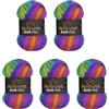 Wollbiene 5 gomitoli di lana Batik Fine da 100 g, 500 g, con gradiente, multicolore (1510, lilla, blu, verde)