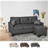 Produce Shop Divano Moderno angolare 3 posti Pouf 2 Cuscini Soggiorno Remissus - Grigio