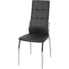 Arredo Stock Sedia in ecopelle nera con struttura in metallo cromato, 44x54x100 cm