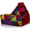 Ecopuf - Poltrona Pouf Keiko Patchwork - Pouf con perle di polistirolo - Borsa in tessuto robusto - Sedia da salotto - Arredamento - Poltrona misura M - 100x80x85 cm - Rosso A12