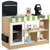 WOOMAX Supermercato Legno con Accessori Negozio Contatore Luce, Suoni, Registratore di Cassa, Lavagna Bambini 3 Anni Giocattolo educativo (85386), Colore Marrone, 80x30x80 Centimeter