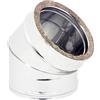 ALLINOX Curva Aperta Doppia Parete 45° Coibentata Acciaio INOX Gomito Per Canna Fumaria (DN 80/130)
