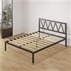 Novilla Rete Letto Matrimoniale 140x190 con Testiera e Pediera, Struttura Letto a Doghe in Legno, Spazio di Archiviazione Sotto al Letto, Perfetto per Tutti Tipi di Letti e Materassi, Nero