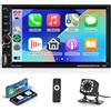 Rimoody Autoradio 2 Din con Senza Fili Carplay,7 Pollici 2 Din Radio Auto Bluetooth con Schermo HD con Android Auto Mirror Link GPS Navi FM/AUX/USB/EQ/DVR Comandi al Volante Telecamera Posteriore