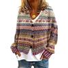 Onsoyours Cardigan Donna Autunno Inverno Chic Scollo A V Cappotto in Maglia Stampa Manica Lunga Giacca Elegante Sciolto Bottoni Maglione Casual Outwear Sweater Tops B07 Rosa XL