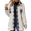 Rrongwn Giacca in pile da donna, lunga, elegante, trench Teddy, in pile, a maniche lunghe, per le mezze stagioni, comoda, calda, per il lavoro, per il tempo libero, bianco, M