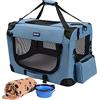 Petprsco Gabbia per cani pieghevole portatile, 60 x 42 x 42 cm, con morbida coperta calda e ciotola pieghevole, per gatti di taglia grande e cani di piccola taglia, per interni ed esterni