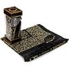 ihvan online Tappeto di preghiera musulmana e perline di preghiera con elegante confezione regalo,Janamaz,Sajadah,Tappeto di preghiera islamica,Set di regali islamici,Tappeto di preghiera,Tessuto taffettà,Nero
