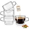 glastal 120ml Impilabile Tazza da Caffè in Doppio Vetro Tazzine Caffe Vetro Set di 4 Bicchieri Espresso Doppia Parete con Manico per Tè, Latte, Regalo di Compleanno per un Amico dei Genitori