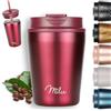 Milu Tazza Termica per caffè 300ml Thermo Coffee Mug-to-Go, Tazza da Viaggio Senza BPA, Litri con Isolamento, In Acciaio Inox e Tenuta stagna per caffè e tè (Berry, 300ml)