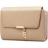 GOUNNU Portafoglio Donna Pelle Piccolo Rfid Blocco Portafogli Donna con Molti Scomparti Doppia Piega Borsellino con Cerniera, 14 Slot Per Carte di Credito Portamonete Corto (Camel)