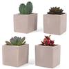 Vimin Box Set 4 pcs, Vasi Quadrati in Ceramica, per Interni, Grigio Tortora, per Piante Grasse, Fiori, Bonsai, Cactus, Decorazione Casa, Scrivania, Tavolo, Ufficio. (XS tortora)