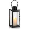 NUPTIO Lanterna per Candele All'aperto Nero: 24cm Alto Garden Candle Lanterns Indoor Hanging Decorative Memorial Metallo Vetro Fuori per Soggiorno Natale Halloween Matrimonio Centrotavola