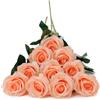 DuHouse 10 rose finte fiori di seta artificiali fiori di rosa finto fiore lunghi steli bouquet per organizzare matrimoni centrotavola festa casa decorazione cucina (Pesca sfumata)