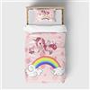 DJDEA Copripiumino Singolo in Microfibra, Set Copripiumino Singolo 155 x 220 cm con 2 Federe 50 x 75 cm, Unicorno Copripiumino Singolo Bambina