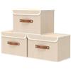 OUTBROS Scatole Portaoggetti con Coperchio, Cubi Scaffale Contenitori, Contenitori Pieghevoli con Maniglie, Organizzatori per Vestiti, 45 x 30 x 30 cm, 5 Pezzi, Beige