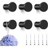 BUOSHUO 6 Ganci Appendi Accappatoio Bagno 35 mm, Gancio Accappatoio Doccia Nero, Ganci Accappatoio Bagno in Acciaio Inossidabile, Con viti di Montaggio, Design classico, Adatto per cucina e bagno