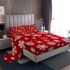 Homewish Set di lenzuola per letto matrimoniale, motivo natalizio con fiocchi di neve, per ragazzi e ragazze, con lenzuolo con angoli, 4 pezzi, colore rosso