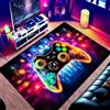 PEIHUODAN Tappeto Camera Da Letto Gaming Graffiti Ragazzo Bambini Tappeto Salotto Gamer Abbaglianti Stella Graffiti Neon Video Controller Di Gioco Lavabile Grande Antiscivolo Gioco Morbido (Blue,80x160cm)