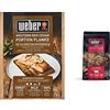 Weber Panetti per affumicatura in Legno di Cedro conf. 4 pz & 17663 - Miscela Chips per affumicatura Carne di Manzo, 700g, Nero