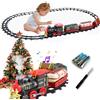 LAPPAZO Trenio Elettrico per Bambini 3 Carrozze 24 Pista Classico Locomotiva a Vapore Fumo Luci e Suoni kit Binari Giocattoli Regalo per Bambini