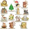 qimeyu Decorazioni Animali del Bosco,Decorazioni per Torte in Legno,14 Pezzi Kit Decorazionis Animali del Bosco,Decorare Compleanno Tema Animali del Bosco Torta Decorare da Tavola per Feste