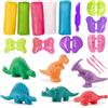 GmwyCzV 15 Pezzi Plastilina Giocattoli per Bambini, Dinosauro Pasta da Modellare, Plastilina Accessori per Impastare, Kit Argilla Plastilina Colorata, Giochi Creativi per Bambini e Bambine 3 4 5 Anni