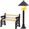 EKKONG Miniature Lantern Bench,Lampioni Stradali a LED,Mini Lampioni Natalizi per Accessori Fai da Te Micro Paesaggio Giardino Fatato