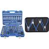 BGS 2292 Set Chiavi A Tubo 6,3 (1/4) + 10 (3/8) + 12,5 (1/2), 192 Pezzi & Technic Pro+ Set 4 Pinze Per Anelli Di Sicurezza, 175 Mm