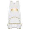 HULIJA Ragazza Costume Dea Greca Vestito da Principessa con Tulle Vestito Maxi Vestito Lungo Costume Toga Romana Antica Halloween Carnevale Bianco 5-6 anni