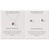 Philip Jones Set di collana e orecchini con pietra portafortuna di ottobre (tormalina) creato con cristalli Zircondia®