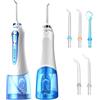 Coinsyyds Irrigatore orale senza fili, pulitore interdentale elettrico, piccolo con 5 accessori e 5 modalità di pulizia, pulitore dentale, irrigatore orale, IPX7, impermeabile, ricarica USB, 300 ml,
