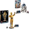LEGO Star Wars C-3PO Droid Figure + R2-D2 Model Set, Kit modello da collezione da costruire con la minifigure del personaggio, Idea regalo cimeli per uomini, donne e fan 75398 + 75379