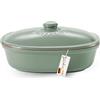Romertopf Vasetto per Pane Ovale MAXI 6,5 Litri - Contenitore Verde in Ceramica - Pentola in Terracotta Traspirante per Freschezza Duratura di Pane e Panini