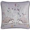 Dreams & Drapes - Cuscino con motivo ricci grigi (43 x 43 cm), imbottitura inclusa, bordi tubolari, double face, flanella grigia a quadri, motivo floreale/bosco, rivestimento e inserto inclusi