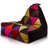 Ecopuf - Poltrona Pouf Keiko Patchwork - Pouf con perle di polistirolo - Borsa in tessuto robusto - Sedia da salotto - Arredamento - Poltrona misura M - 100x80x85 cm - Nero A22
