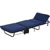 HOMCOM Brandina Pieghevole, Letto Singolo con Materasso Imbottito e Schienale Regolabile su 5 Livelli, Blu, 184x65x26cm